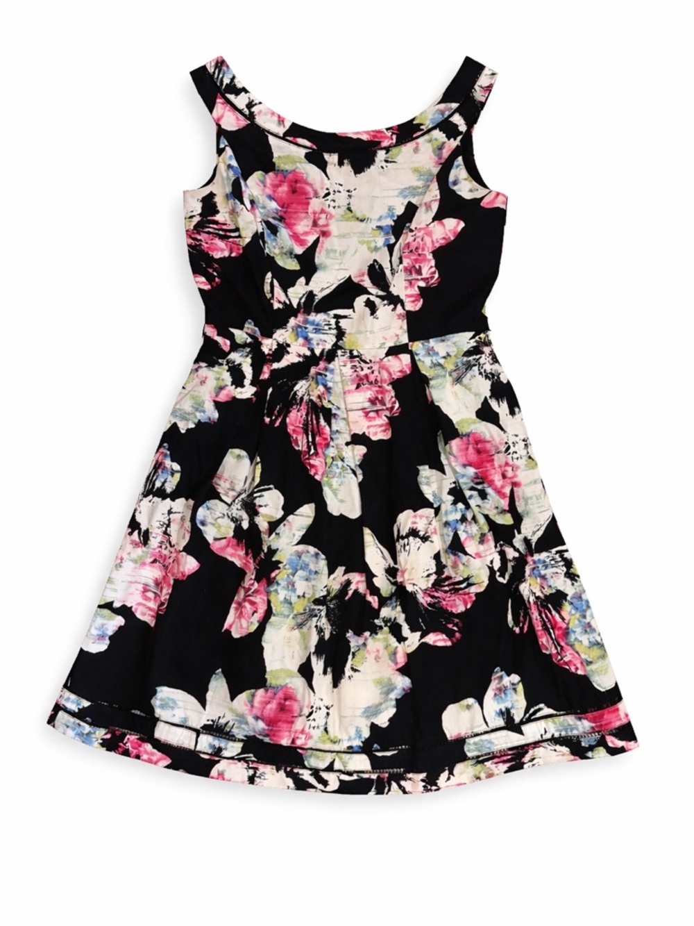 White House Black Market Floral Fit & Flare Dress Size 8 Multicolor Sleeveless